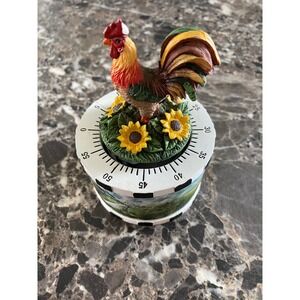 Collections Etc Rooster Kitchen Timer Sunflowers Cottage Farmhouse Country Decor